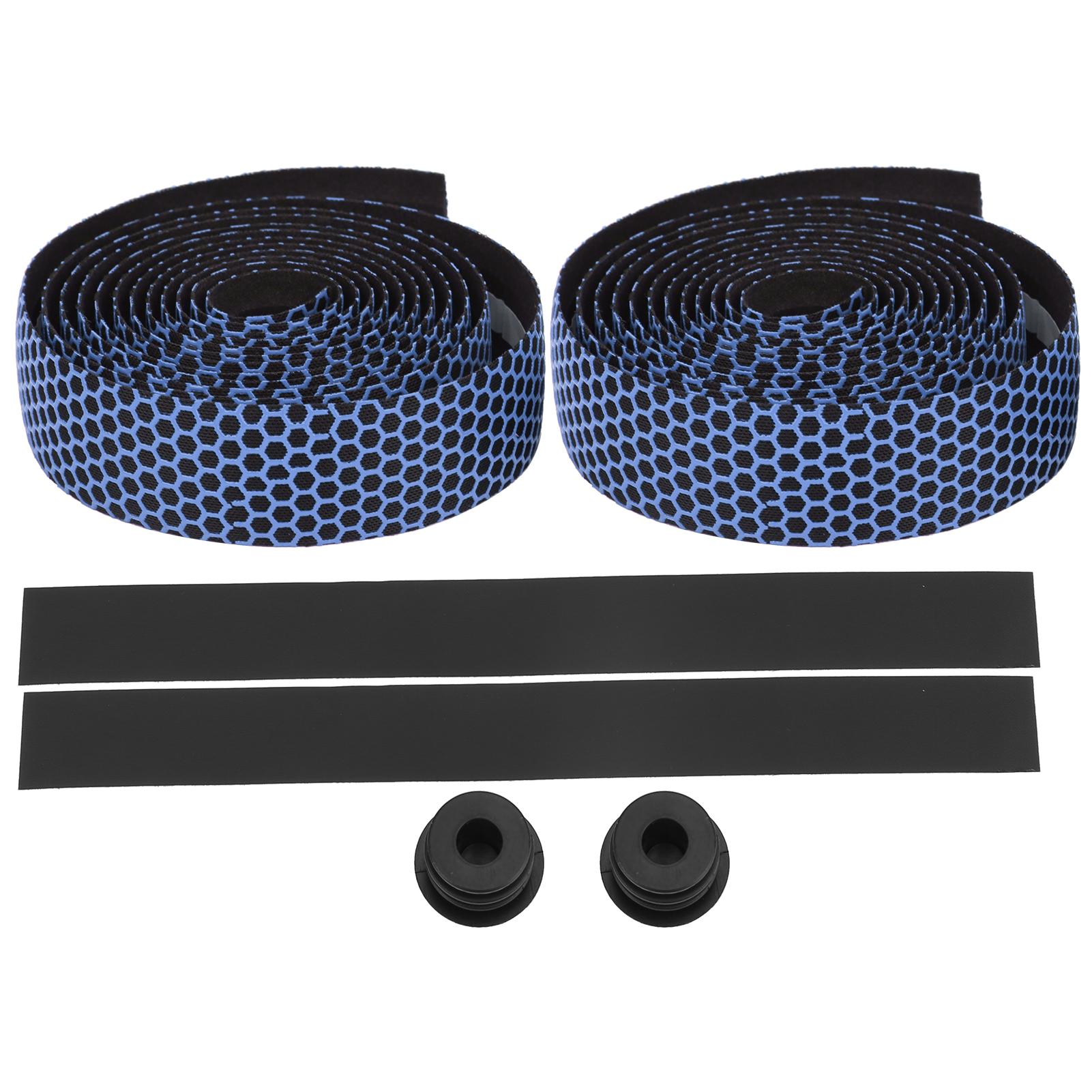 

Bicycle Handlebar Wrap Strap Road Bike AntiSlip Bar Grip Sponge Tape with Bar End Plugs(Blue )