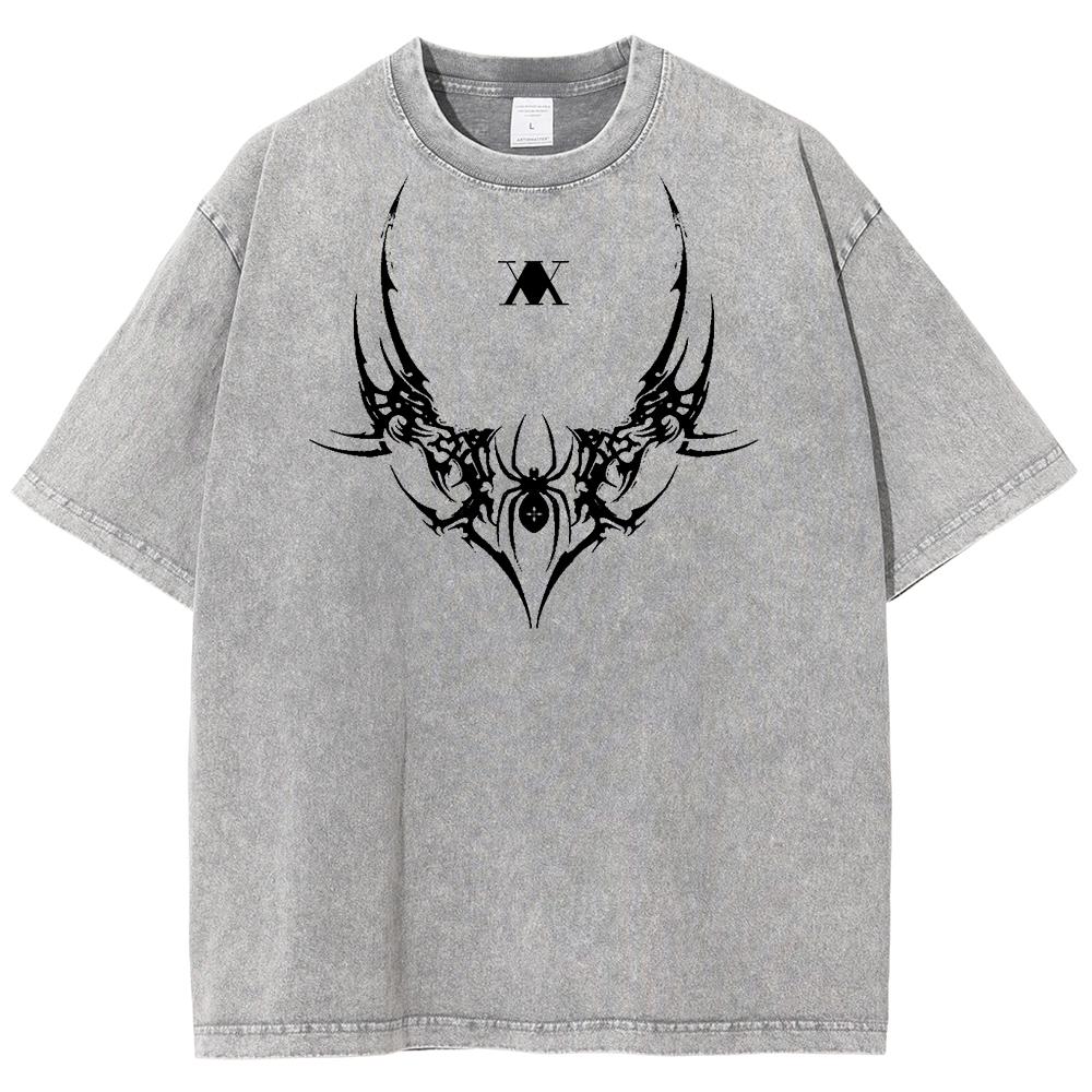 Anime HUNTER×HUNTER Killua Zoldyck Graphic T Shirt Men Vintage Washed Tshirts Manga Cotton T-shirt Harajuku Male Oversized Tops