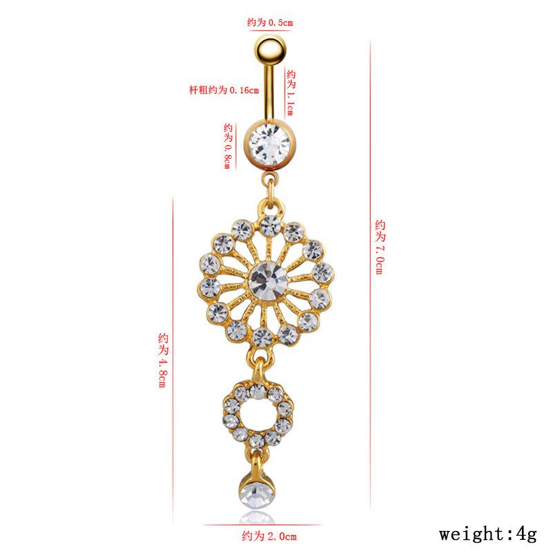New High -quality Circular Diamond Long Long Navel Buckle Belly Button Nail