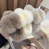 Large Rex Rabbit Fur Hair Clip - Plush Headdress for Winter