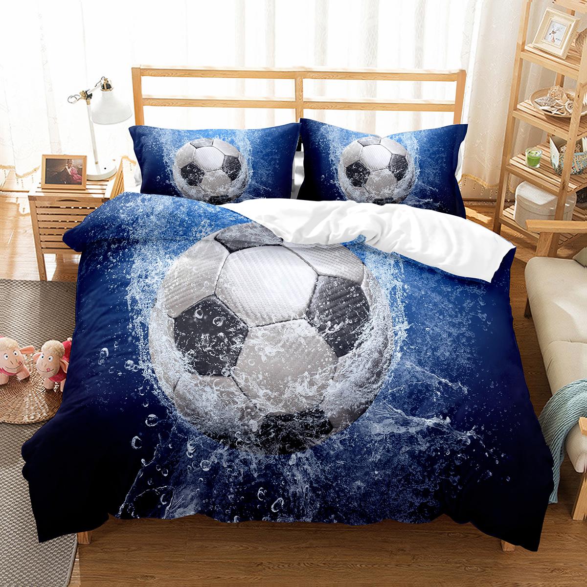 

Soccer Duvet Cover Set King Queen Size Sport Theme Bedding Set For Kids Boys Girls Comforter Cover With Pillowcase Bedroom Decor 140x200cm 3pcs