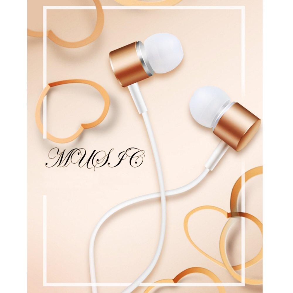 

Popular in-ear earphones with a simple design, stereo music earphones, compatible with iPhone, Android, iPod, and iPad (Gold)