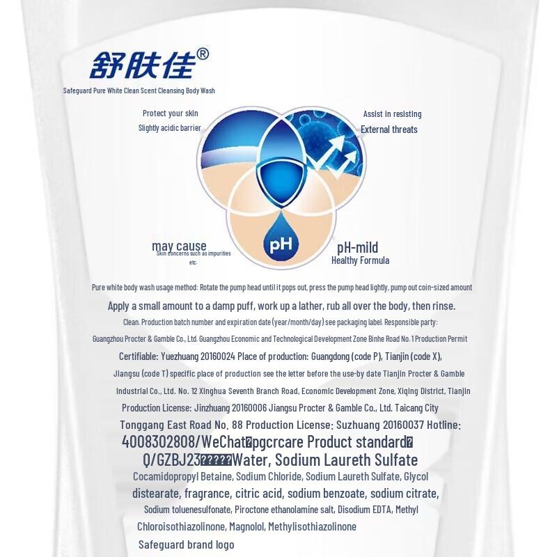 Safeguard Pure White Fragrance Body Wash, 720g