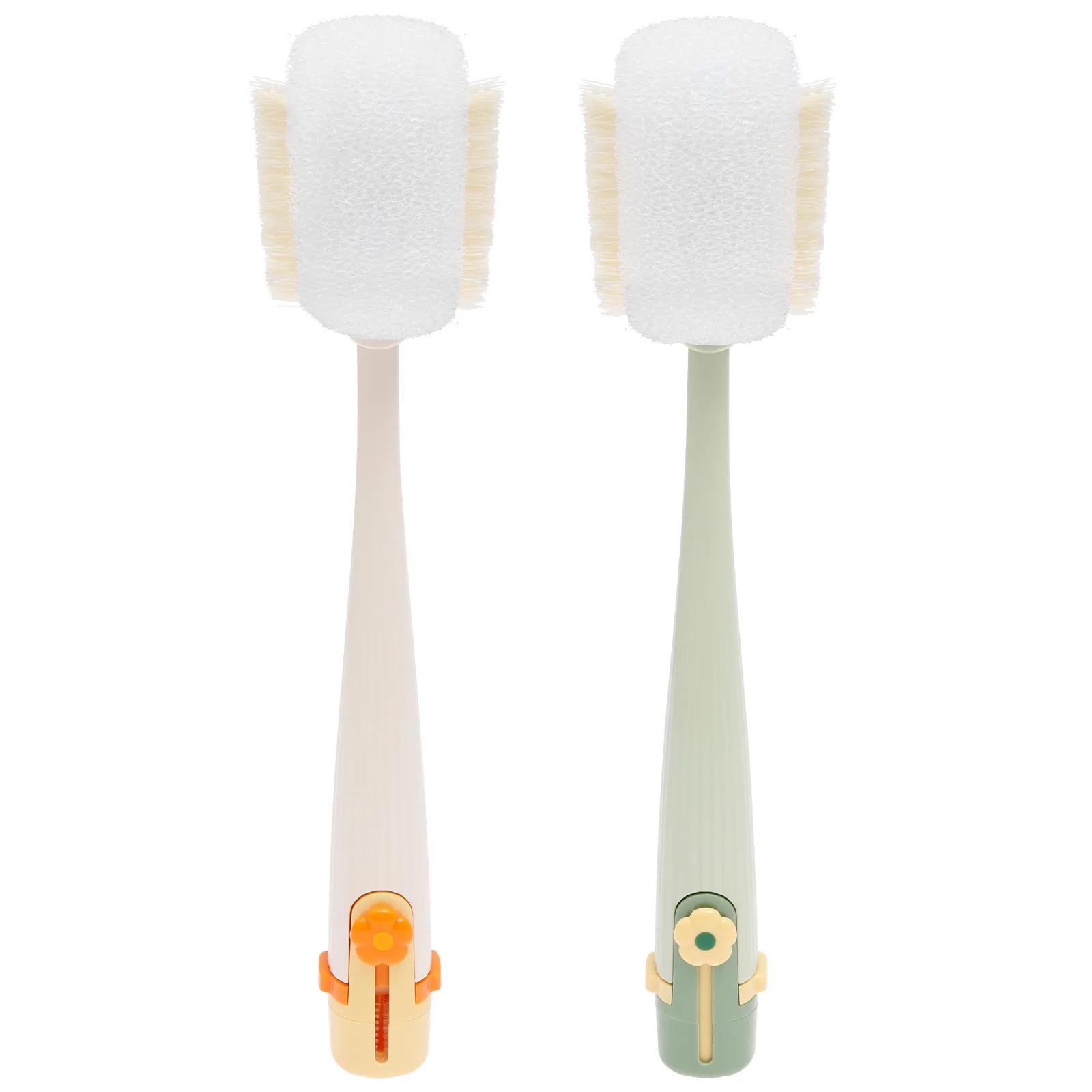 2Pcs 5 in 1 Water Cup Cleaning Brush Set Washing Tool For Use Cup Brush Thermos Cup Brush Milk Bottle Cleaning Sponge Brush
