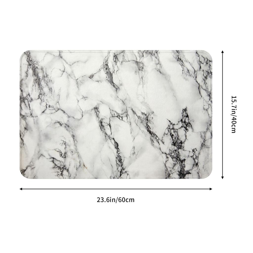 White Marble Texture Doormat Mat Anti-Slip Abstract Art Kitchen Bathroom Balcony Rug Carpet 40*60cm