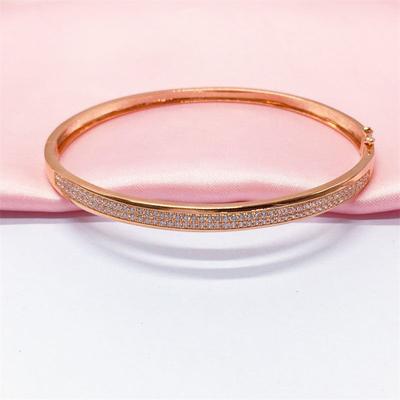 585 Purple Gold Double Row Zircon Bracelet Classic Rose Gold Plated Gypsy Star Buckle Bracelet Women