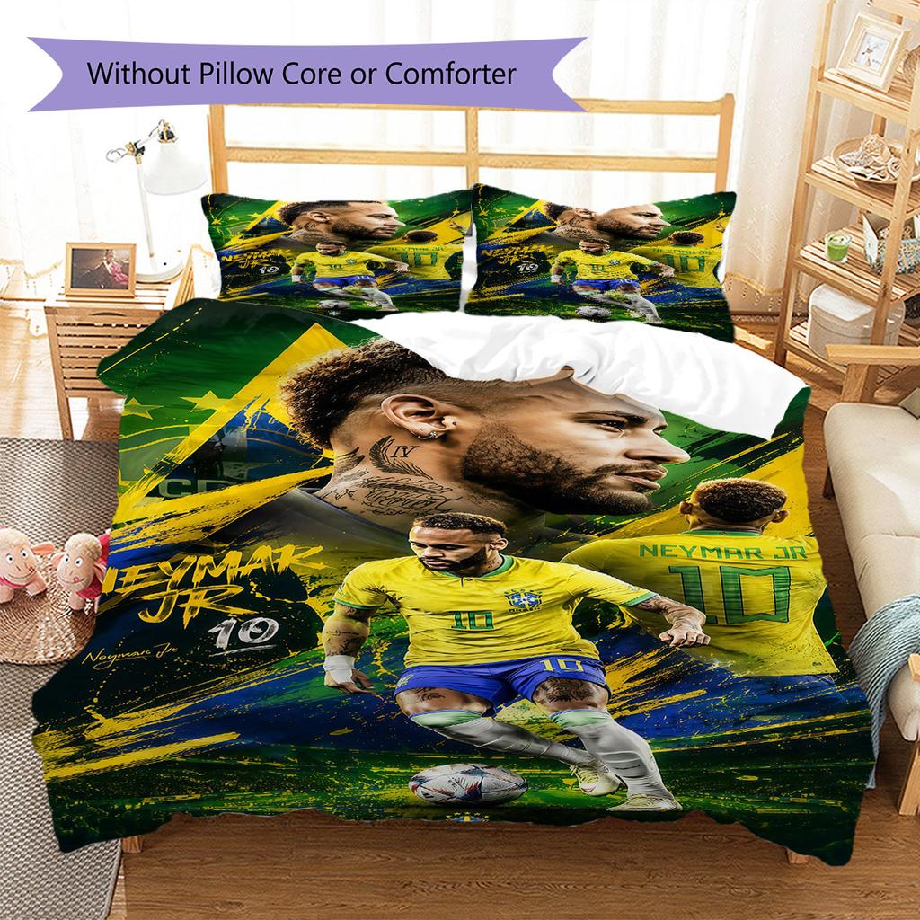 Neymar Pattern Bedding,Quilt Set Quilt Cover Pillowcase Home Birthday Gift(1 * duvet cover + 2 * pillowcase, without core)