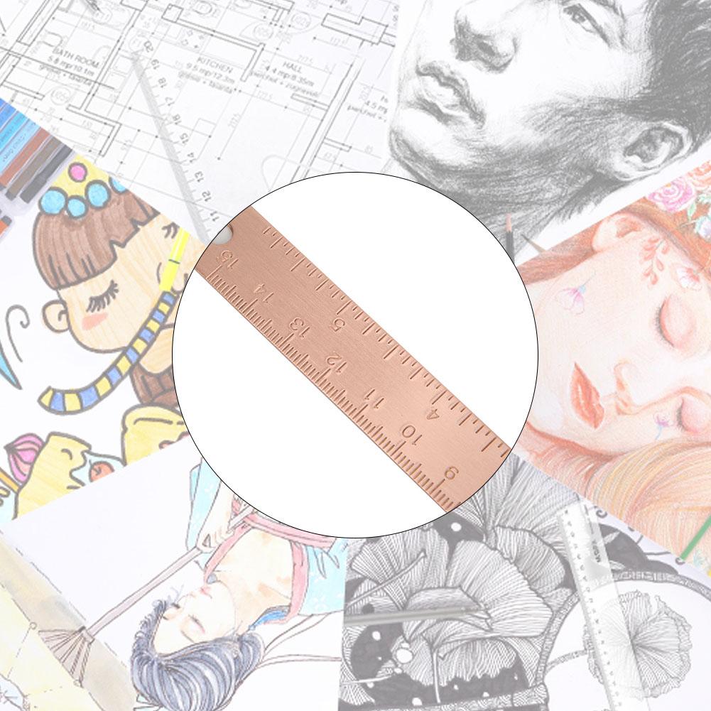 Thickened Copper Straight Ruler 0 150mm Mini Copper Ruler Drawing AccessoryCopper 15cm Scale 1.5mm Thick