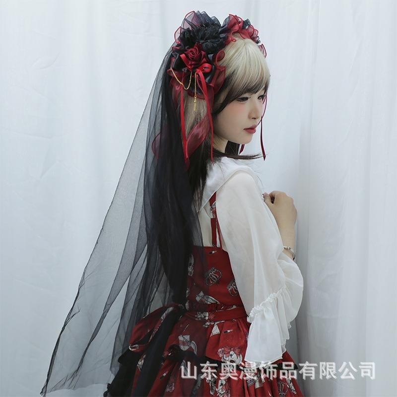 Olita Original Headband Goth Rose Veil Gorgeous Dark Elegant Tea Party Lolita Versatile Headband Headgear