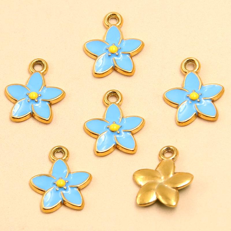 Gold Enamel Flower Pendant Charm for DIY Necklaces & Bracelets