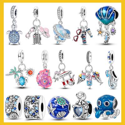 Copper Summer Sea World Charm Pendant Beads Fit Original Bracelet Neckalce For Women Jewelry Making