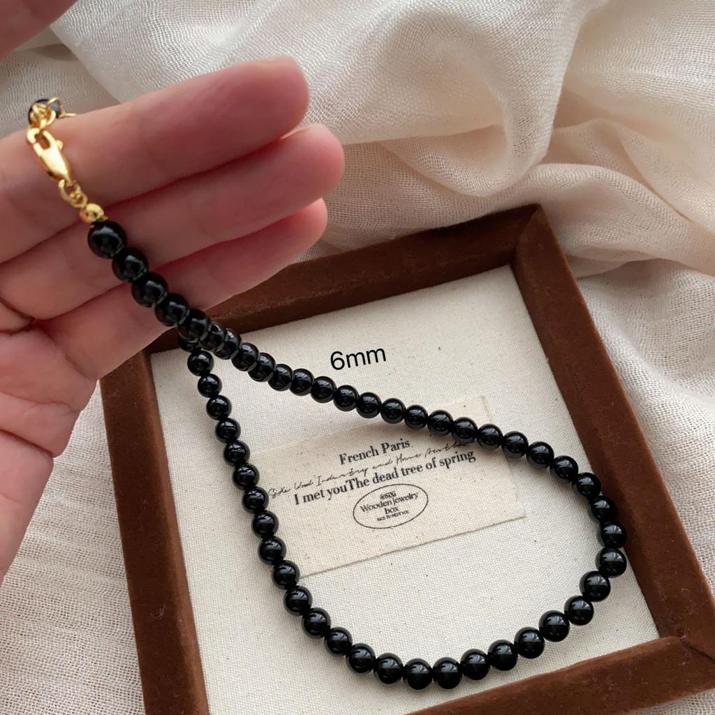 New Chinese retro agate necklace temperament simple necklace collarbone chain agate beaded premium