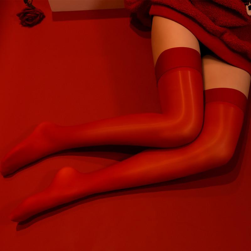 Women Summer Smooth Oil Shiny Candy Color Knee High Sexy Stockings Pole Dance Nightclub Over Knee Compression Long Socks