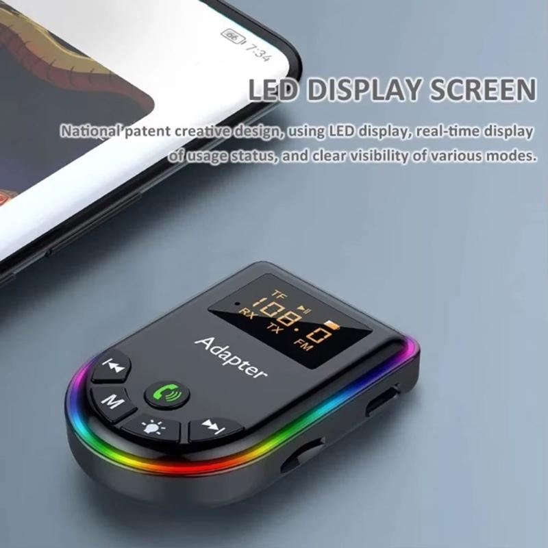 Portable Transmitter Receiver with LED Display TF Card Support AUX HIFI Sound Adapter for Car PC TV Headphones Speakers