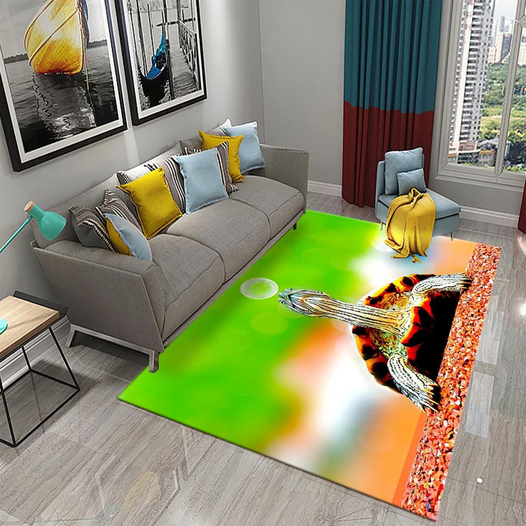 Teppiche mit 3D-Cartoon-Meeresschildkrötenmuster für Wohnzimmer, Badezimmer, rutschfest, groß, Schlafzimmer, Bettvorleger
