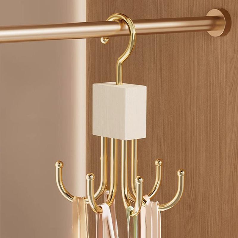 

Вращающаяся деревянная металлическая вешалка для ремней, многофункциональный органайзер для шкафа для ремней, бюстгальтеров, галстуков и шарфов с крючками из нержавеющей стали