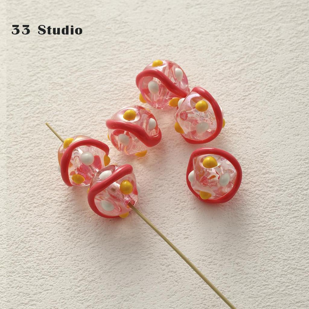 Pure Hand-painted Beads Stickers Diamonds Set Pearl Diy Jewelry Accessories Material Package Beads Car Pendant Cell Phone Chain Beads
