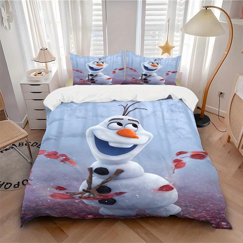 3pcs Frozen II Olaf Snowman Quilt Cover Set, Soft and Cozy Bedroom, Guest Room and Dorm Decorative Bedding 3-Piece Set 1 Quilt Cover + 2 Pil