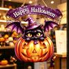 Seasonal Halloween Door Sign Wood Wall Plaque with Rope Cord, Greeting Accent for Entryway Porch Window and Party Display Styling Use