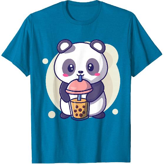 Cute Kawaii Panda Drinks Boba Bubble Tea Kawaii Aesthetic T-Shirt