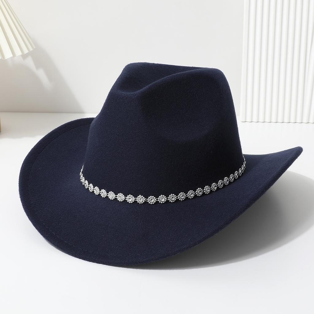 European and American small floral bright diamond western cowboy top hat men's and women's casual top hat party jazz hat