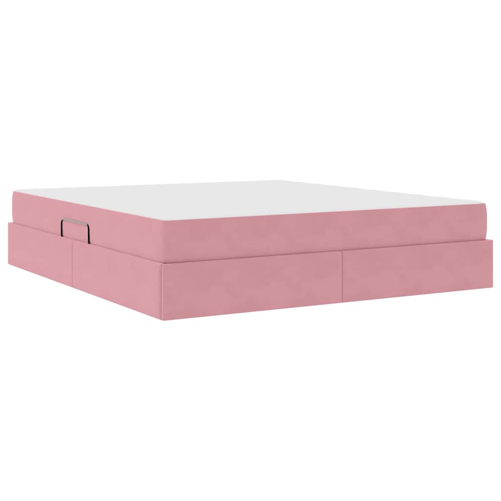 Storage Bed with Mattress Pink 160 x 200 cm Velvet