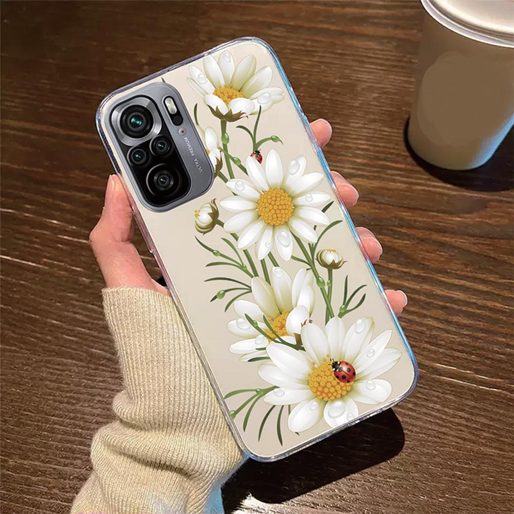 Flower Oil Painting Phone Case For Xiaomi Redmi Note 10 10S Pro 4G Cover Silicone Poco M5S Rose Transparent Clear Redni Note10
