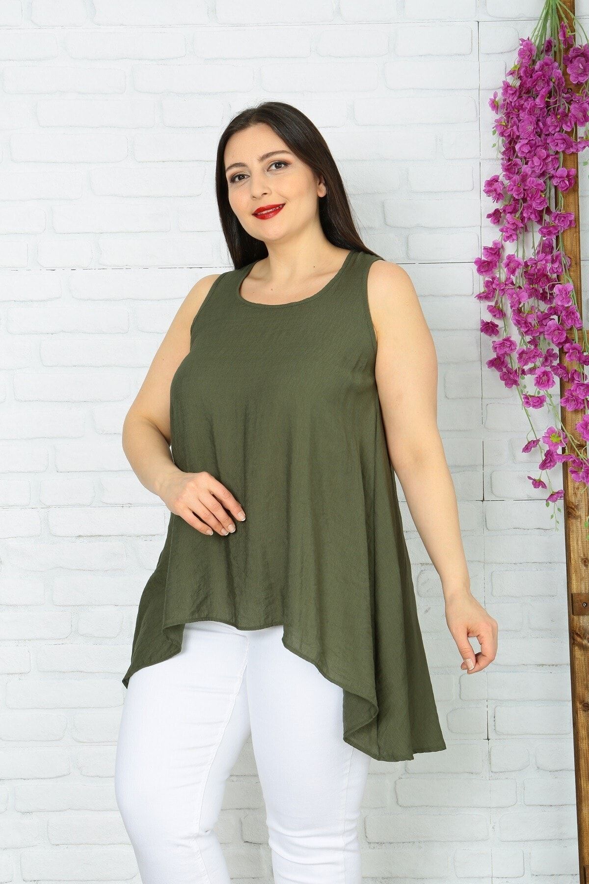 

Women s Style Plus Size Tunic Green Big Size Sleeveless Tunic M