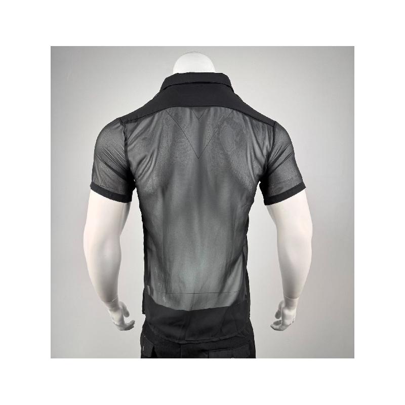 Men's Mesh See-Through Short-Sleeve Shirt, Summer Thin Breathable Party Base Shirt