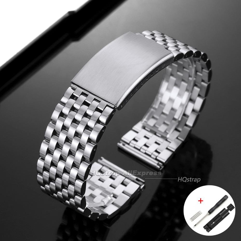 Premium Stainless Steel Watch Strap 20mm 22mm Universal Bracelet Metal Folding Buckle Business Replacement Wristband Accessories