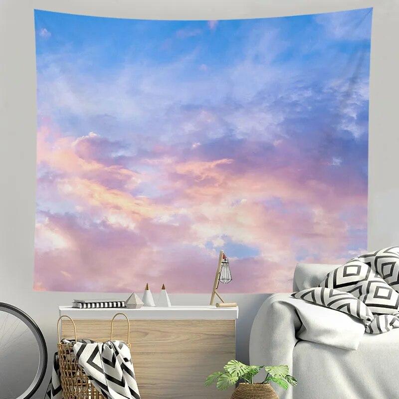 Tapestry Beautiful Small Fresh Blue Sky and White Clouds Background Room Living Room Personalized Home Decoration Hanging Cloth