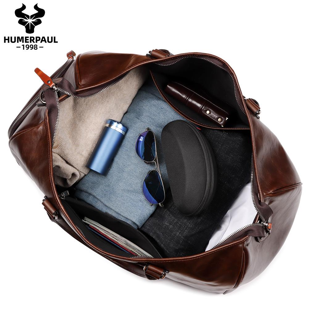 HUMERPAUL Genuine Leather Travel Bag Large Capacity Bag Handbag