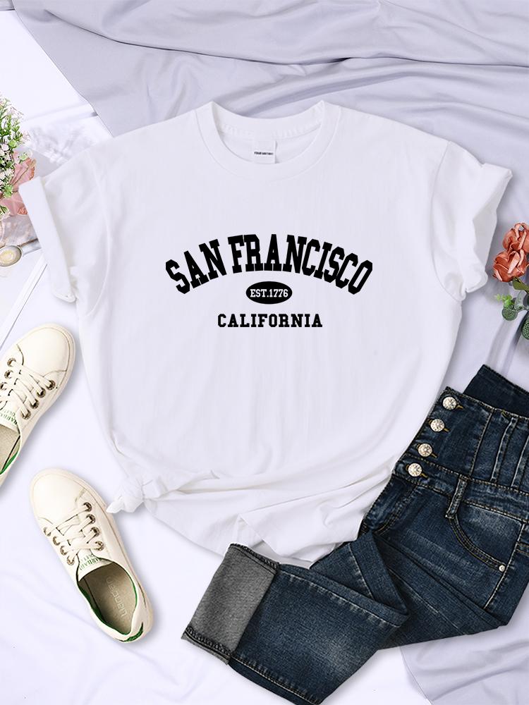 Sanfrancisco Est.1776 California Letter Street Women T-Shirt Casual Breathable Short Sleeve Fashion Personality Tees Soft Tshirt