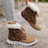 Women's Winter Ankle Boots, Mid Heel Platform Lace-Up Short Booties with Faux Fur Trim, Solid Color Plain Toe, Man-Made Upper