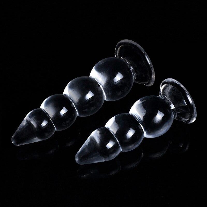 Transparenter Analplug für Frauen, Masturbator mit Zugperle, Sexspielzeug für Erwachsene, Fisting, großer Dildo, Fisting, Gay Butt Plug, 18+, BDSM, TPE