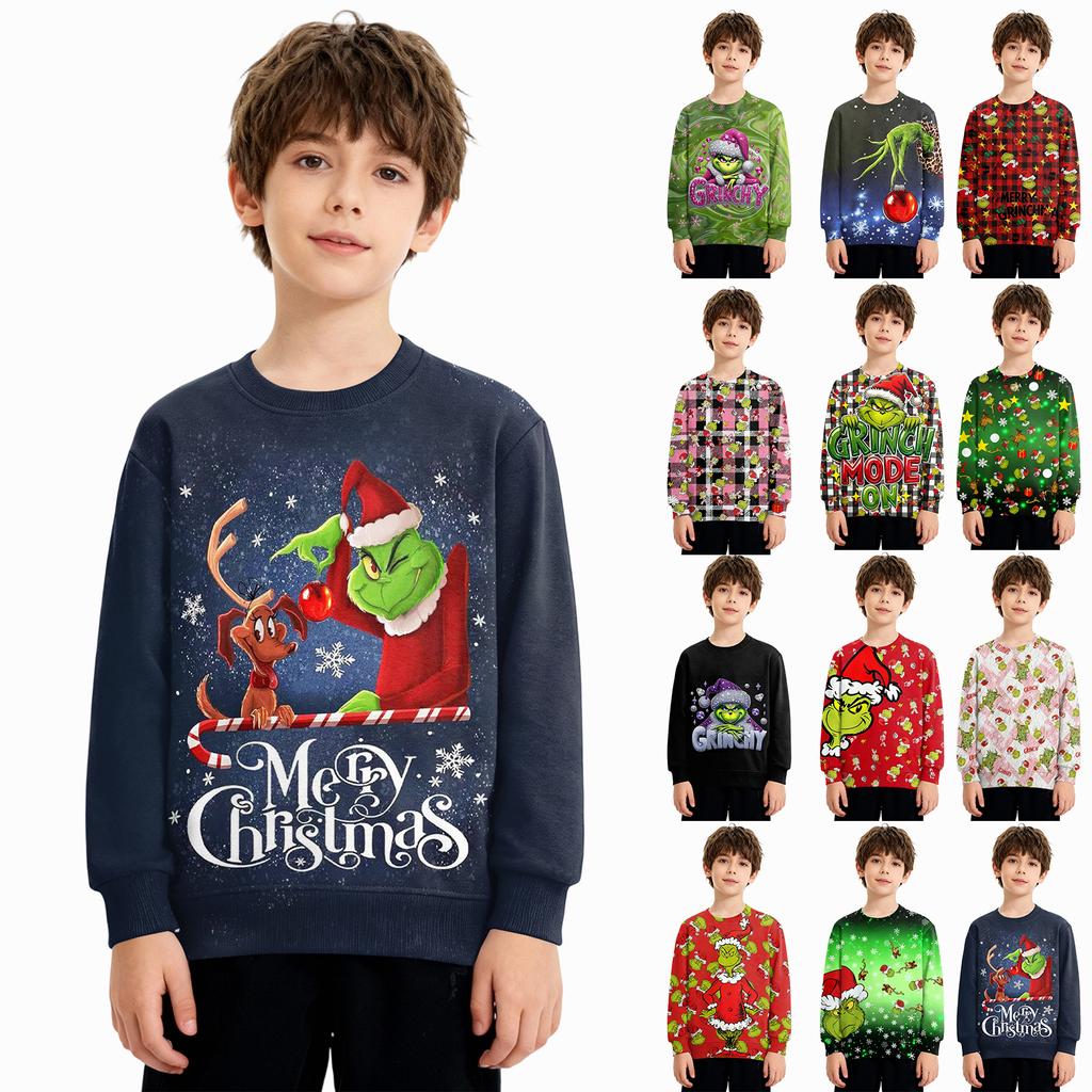 Pulover de Crăciun Băieți Fete Urât Crăciun Cămașă Crăciun Crewnek Copil mic Mânecă Lungă Pulover Ținută Topuri