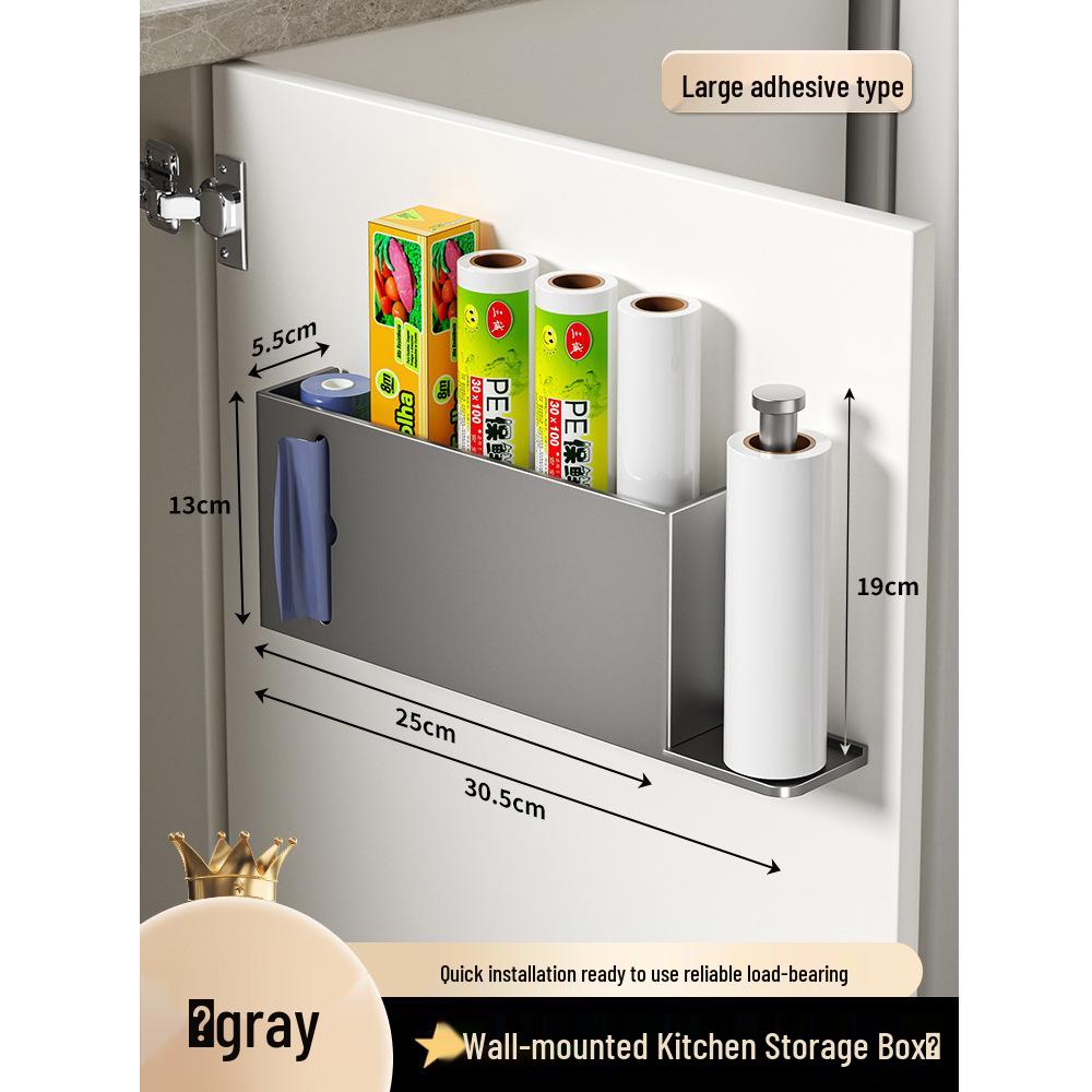 Magnetic Storage Rack for Kitchen Refrigerator - Punch-Free Enamel Board and Fresh-Keeping Film Holder