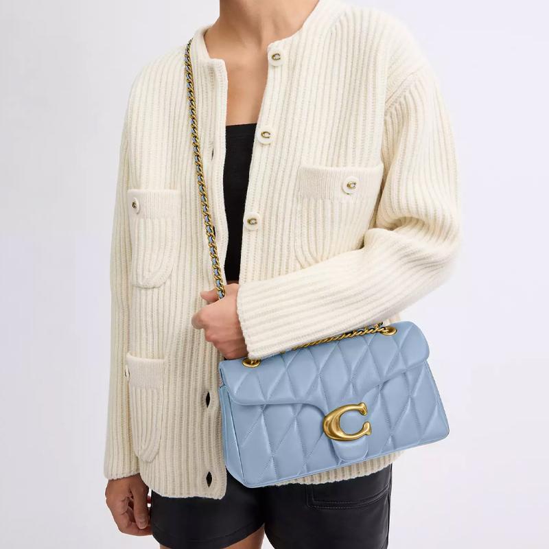 Coach Tabby 26 Quilted Chain Strap Napa Leather Shoulder Bag Medium Women shoulder bag Bellflower-Blue CP150-B4PUB