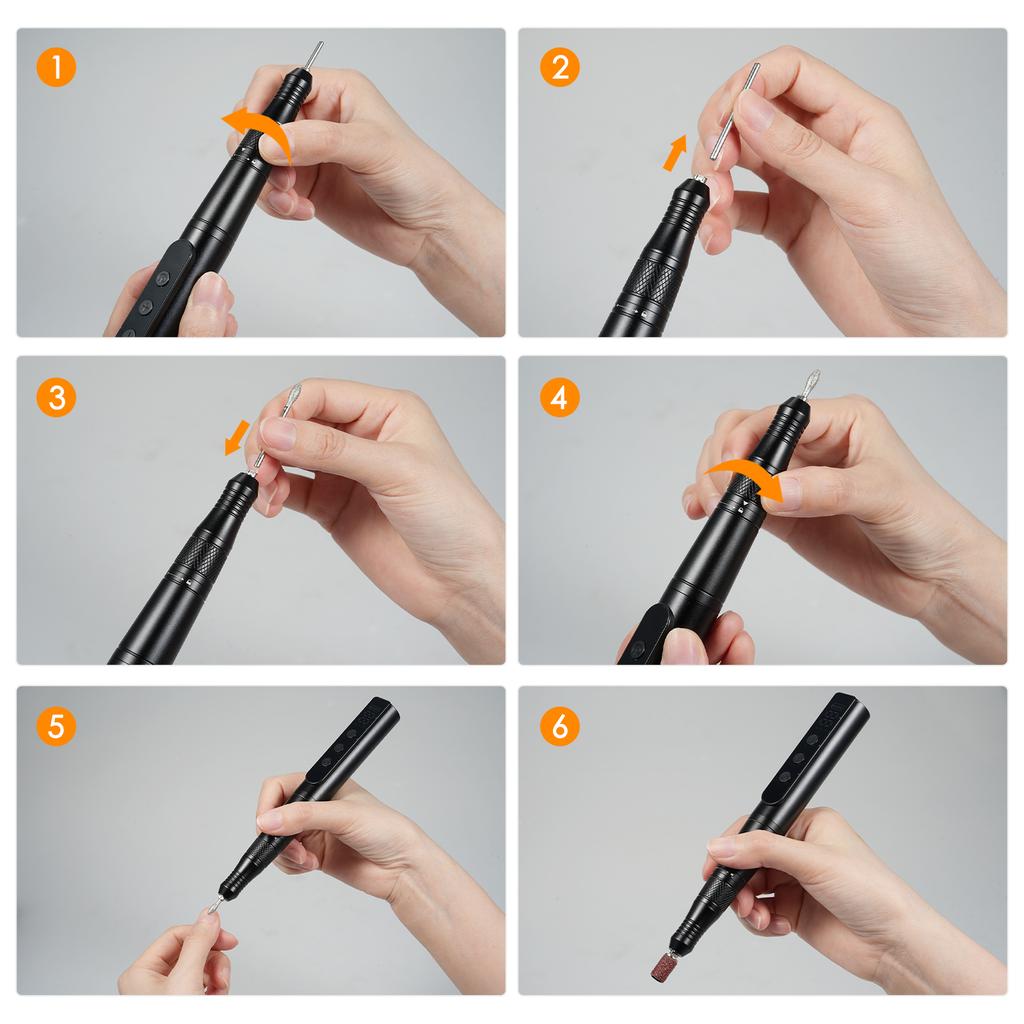 Sada elektrického laku na nehty 35000 ot./min. Nabíjecí pero na manikúru a pedikúru