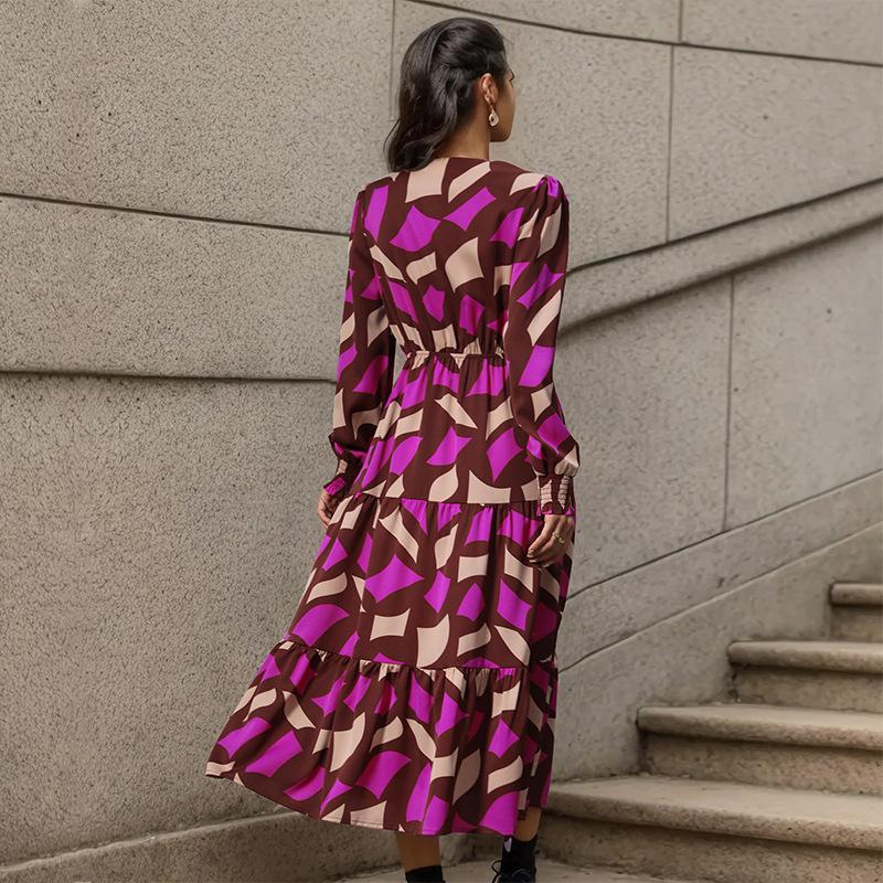 New Autumn Women's Irregular Pattern Print Dress