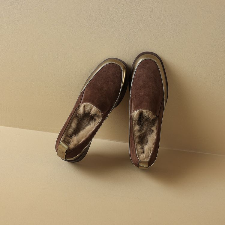 

Fashion New Winter Sheep Suede Women Pumps Shoes for Women Fashion Round Toe Loafers Shoes Zaptos Mujer Rabbit Hair Deep Mouth Shoes 39 коричневый