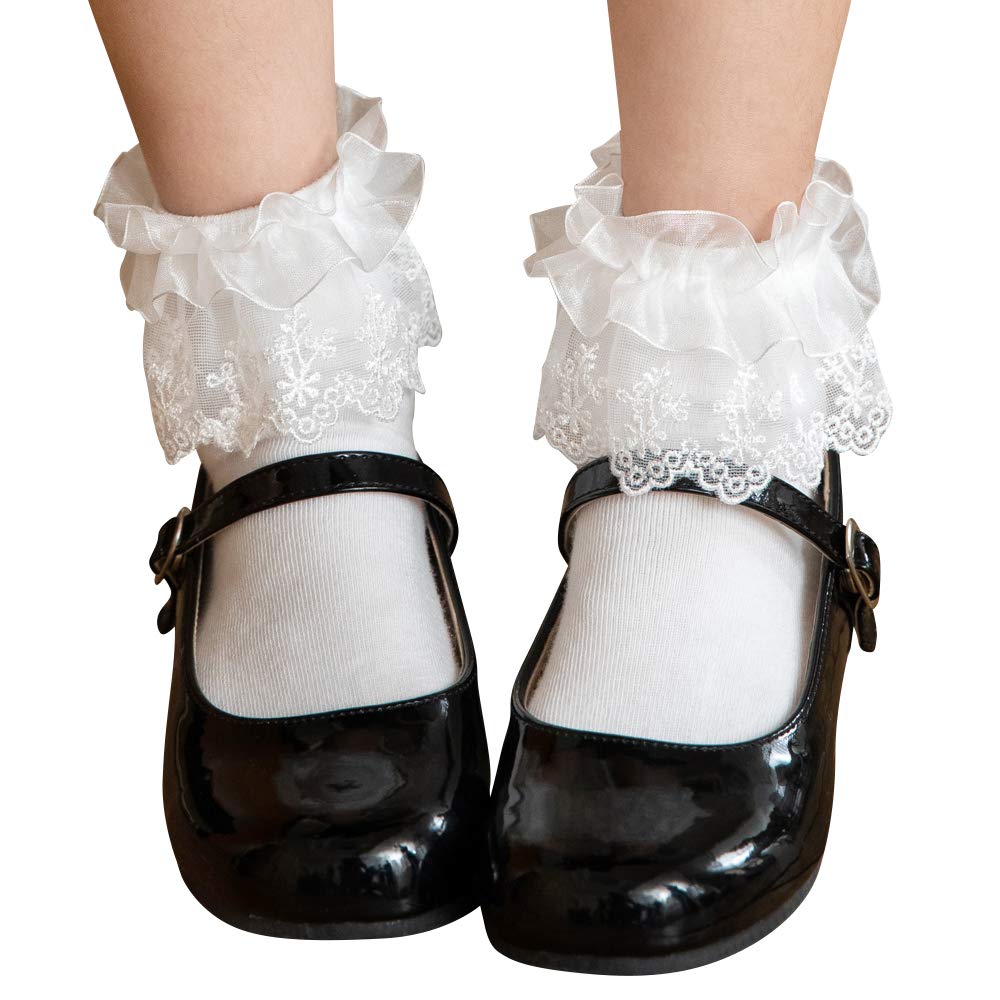 Short socks for formal frilly lace short [Arisana] kids, girls, socks, white, black, school, socks, white, medium,
