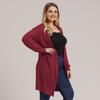 Autumn and Winter Large Size Women's Pocket Knitted Cardigan Mid-Length Sweater