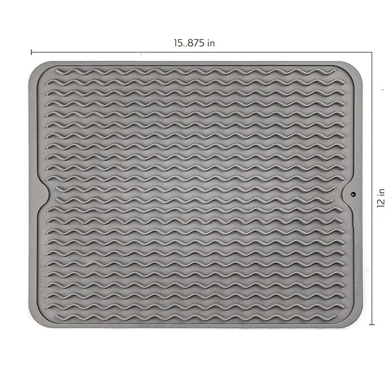 

40 X 30 см силиконовый коврик для сушки посуды, термостойкий складной нескользящий коврик для сушки посуды, кухонная столешница, поддон для сбора капель, коврик для раковины серый