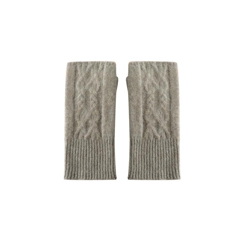 Gloves Cashmere Autumn and Winter New Style Unisex Short Half Finger Windproof and Cold Proof Open Finger Writing and Keeping Warm