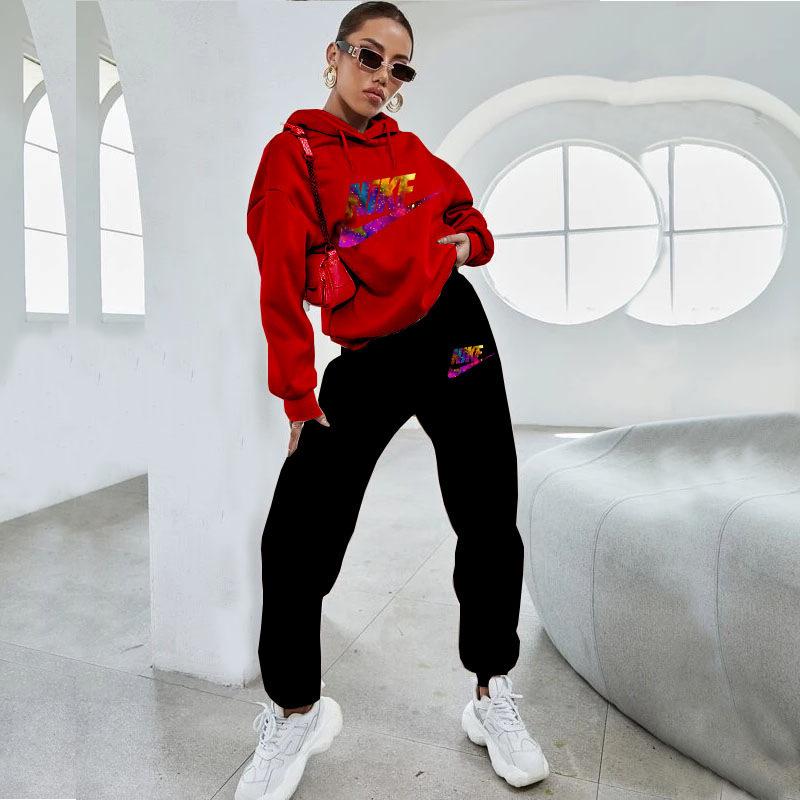 Damen Europäischer & Amerikanischer Street Style Hoodie Sweatshirt Set - Lässiger Zweiteiler Pullover für Outdoor Sportbekleidung