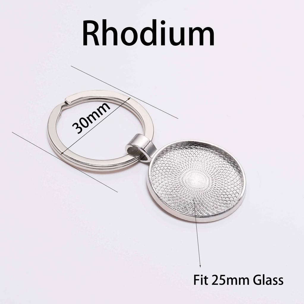 5pcs/lot 25mm Metal Rhodium Gold Colors Round Keyring With Pendant Bezel Blank DIY Keychain Jewelry Making Accessories