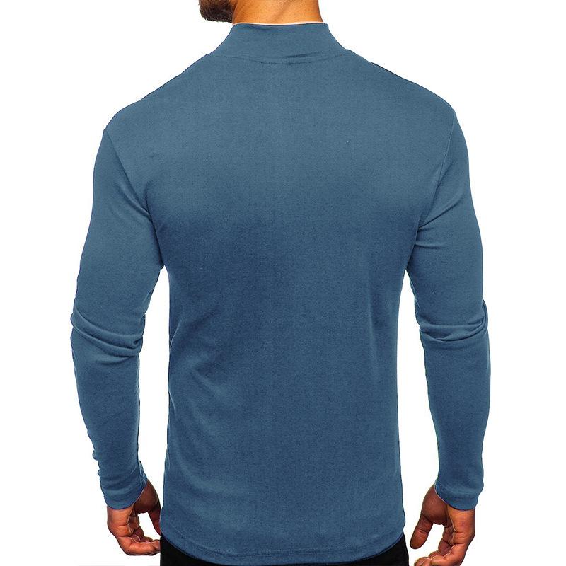 Herren Unifarbenes Langarm-T-Shirt mit hohem Kragen, warm, lässig, als Basisschicht