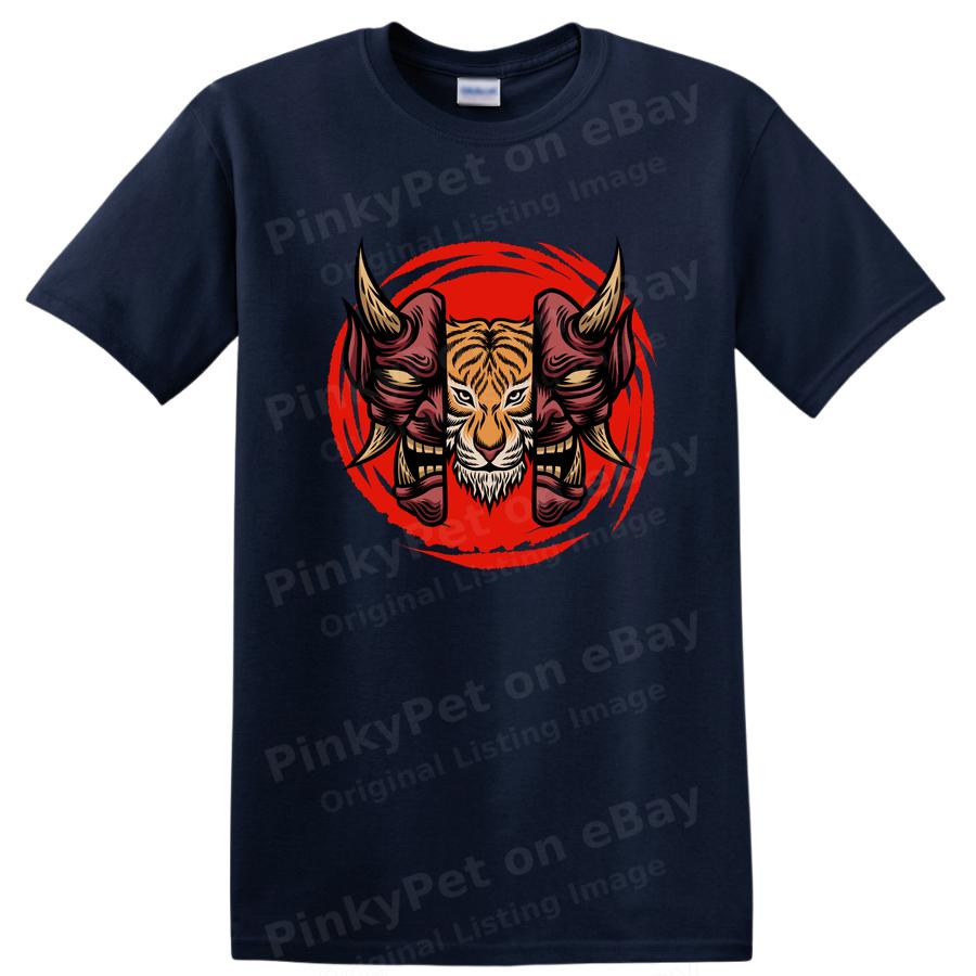 Tiger and Demon Graphic T Shirt Art Vintage Style for Cool Tee Lovers