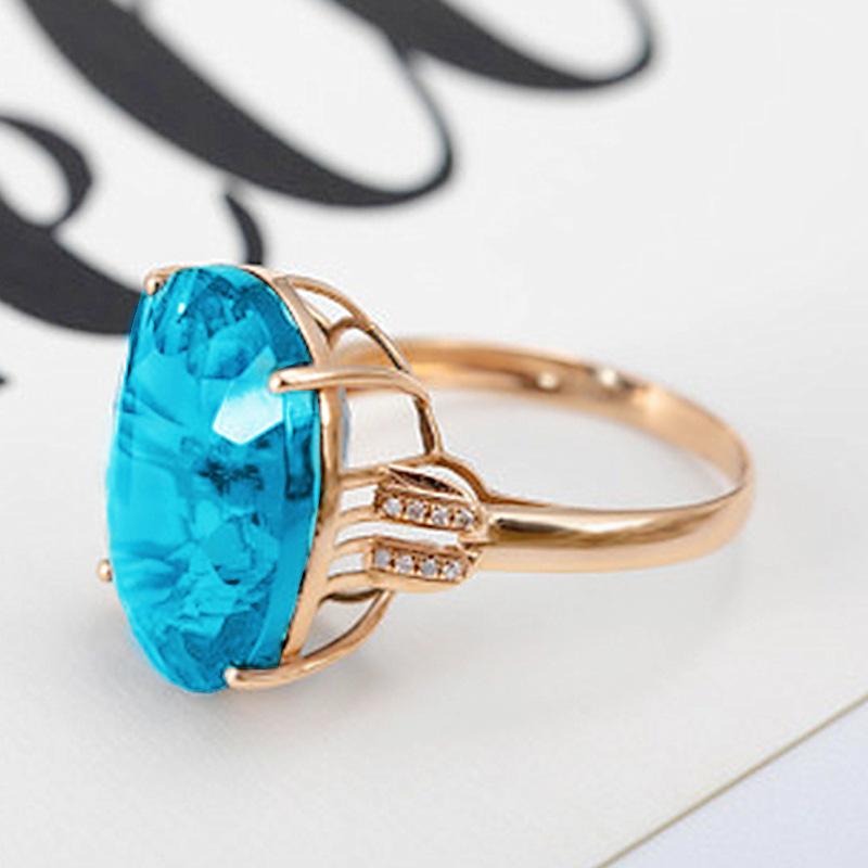 

2026 Fashion Trend: Zircon Inlaid Women s Open Ring, Elliptical Diamond Inlaid Colorful Treasure Ring adjustable opening